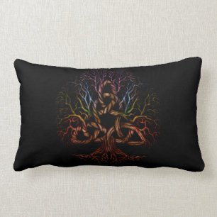 Colourful Tree of life with Triquetra Lumbar Pillow