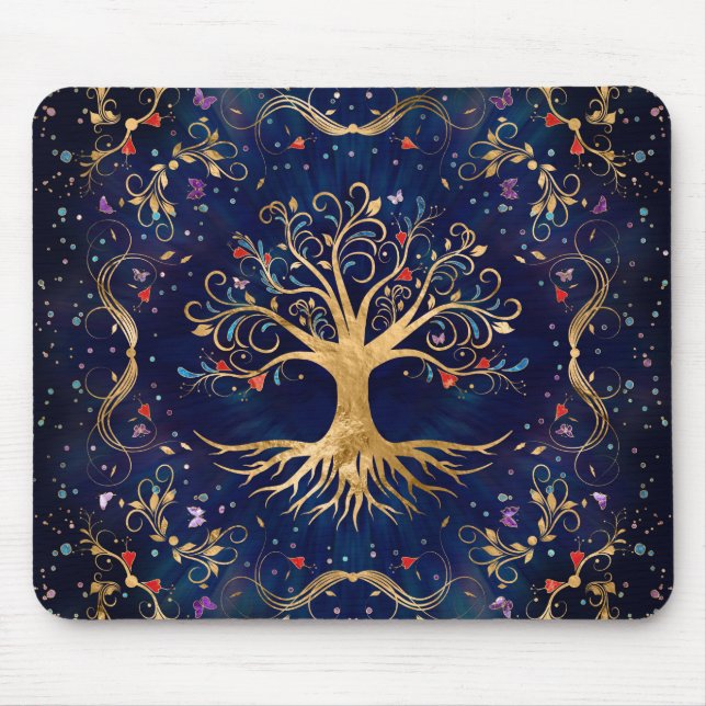 Colourful Tree of Life - Yggdrasil Mouse Pad (Front)