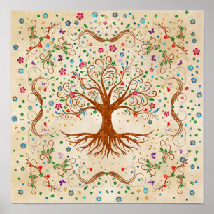 Colourful Tree of Life - Yggdrasil Poster