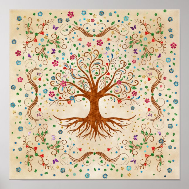 Colourful Tree of Life - Yggdrasil Poster (Front)
