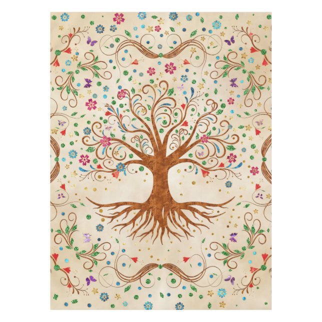 Colourful Tree of Life - Yggdrasil Tablecloth (Front)