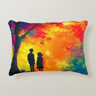 Colourful Tree of Love Accent Pillow