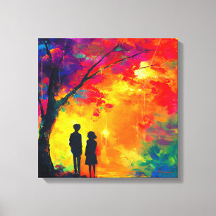 Colourful Tree of Love Canvas Print