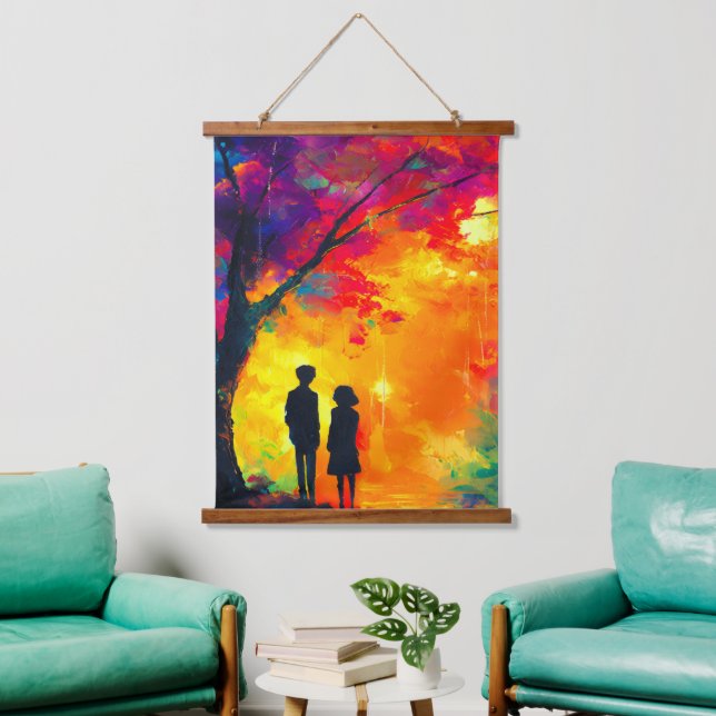 Colourful Tree of Love Hanging Tapestry (Living Room)