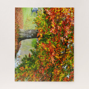 Colourful Tree with Leaves Falling at the Shore Jigsaw Puzzle