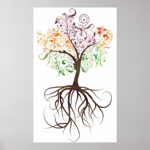 Colourful Tree With Roots Poster