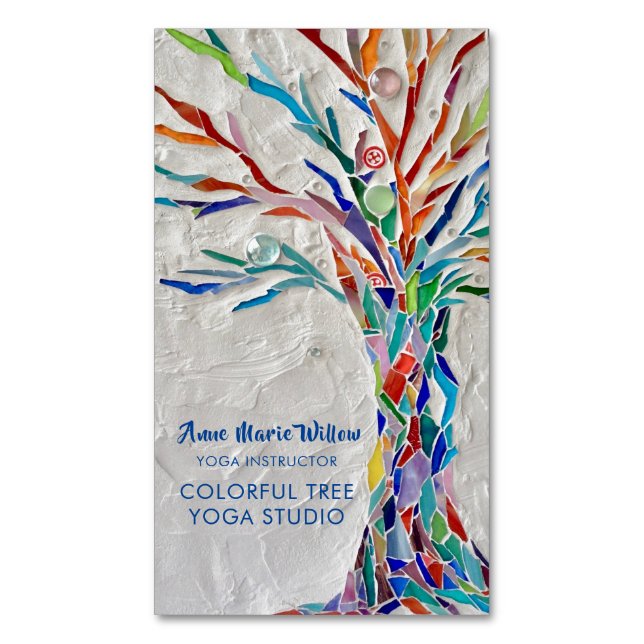 Colourful Tree Yoga Studio Magnetic Business Card (Front Vertical)