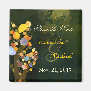 Colourful Trees Rustic Wedding Save the Date Magnet
