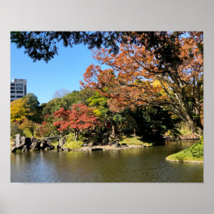 Colourful Trees Scenery at Japanese Garden Poster