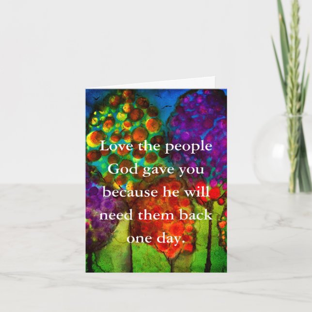 Colourful Trees with Words of Loss Poster Card (Front)