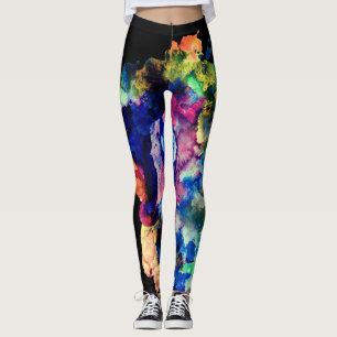 Colourful Trendy Abstract Watercolor Paint Splatte Leggings