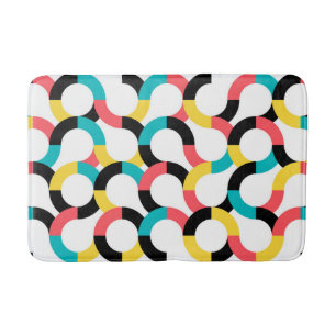 Colourful, trendy, cheerful, fun modern geometric bath mat