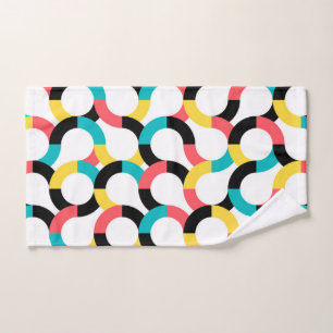Colourful, trendy, cheerful, fun modern geometric hand towel