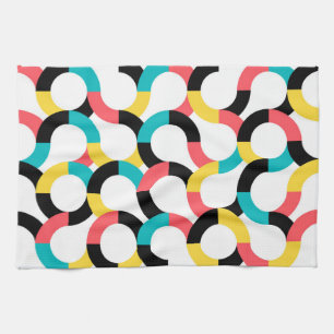 Colourful, trendy, cheerful, fun modern geometric kitchen towel