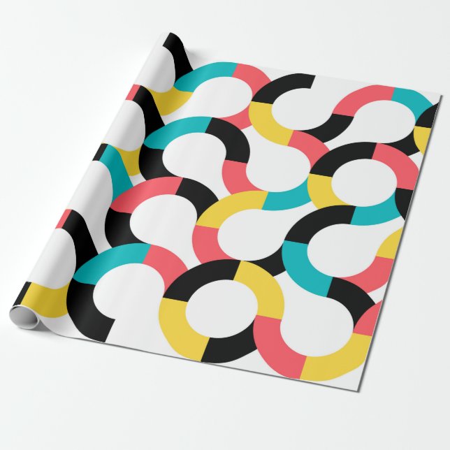 Colourful, trendy, cheerful, fun modern geometric wrapping paper (Unrolled)