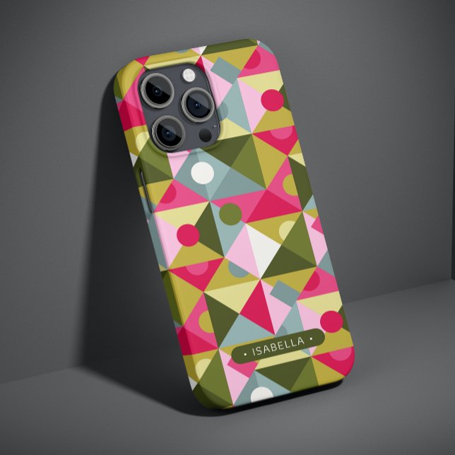 Colourful Trendy Modern Girly Pattern Custom Name Case-Mate iPhone Case (Creator Uploaded)
