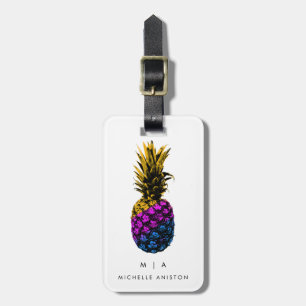Colourful Trendy pineapple Monogram Custom Luggage Tag