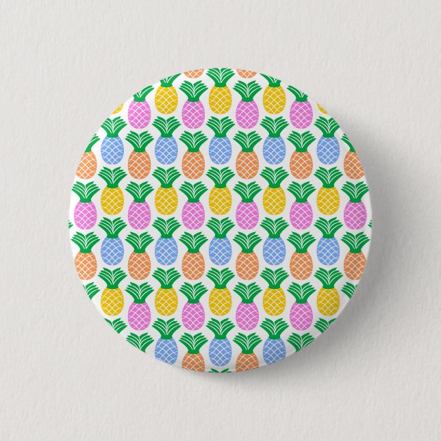 Colourful Trendy Pineapple Pattern 2 Inch Round Button (Front)