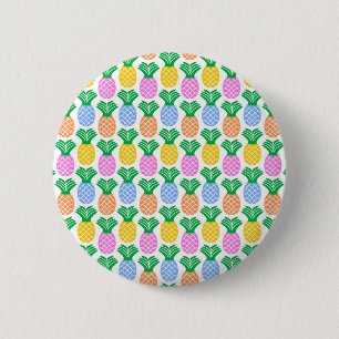 Colourful Trendy Pineapple Pattern 2 Inch Round Button