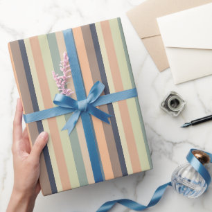 Colourful Trendy Stripes Birthday Wrapping Paper