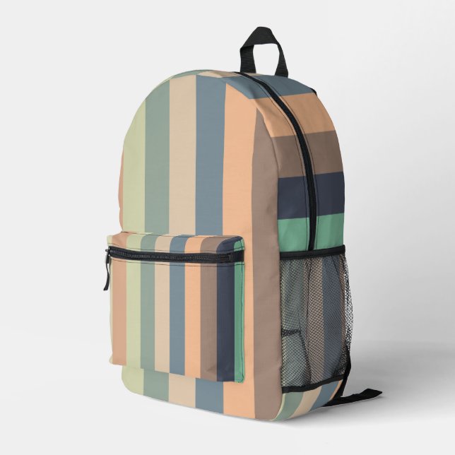 Colourful Trendy Stripes Printed Backpack (Back Corner Right)