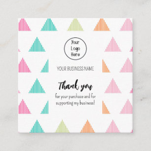 Colourful triangle business card review thank you
