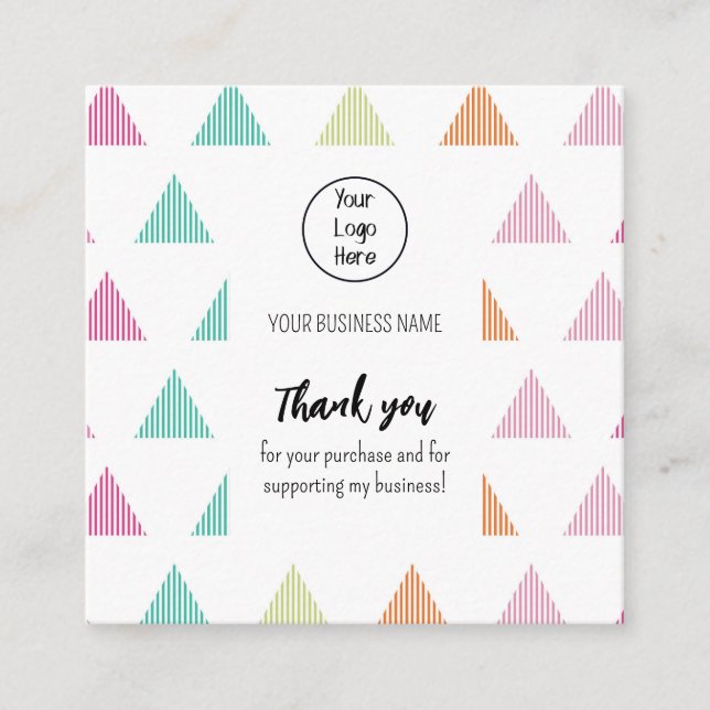Colourful triangle business card review thank you (Front)