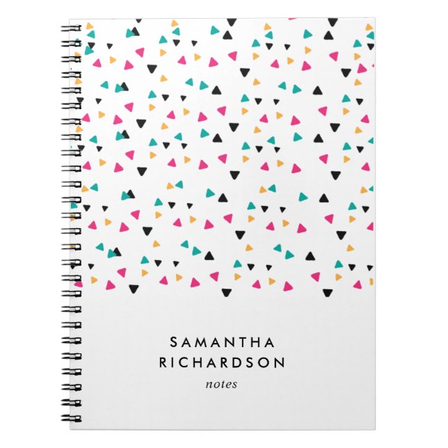 Colourful Triangle Confetti Personalized Notebook (Front)