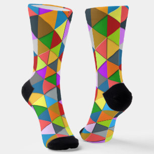 Colourful triangle galore geometric pattern socks