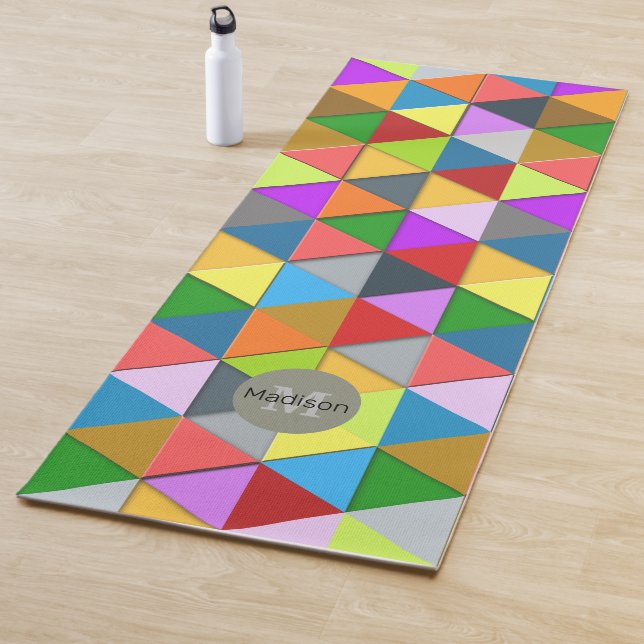 Colourful triangle galore geometry pattern Monogra Yoga Mat (In Situ)
