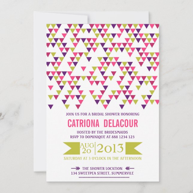 Colourful Triangle Pattern Bridal Shower Invitatio Invitation (Front)