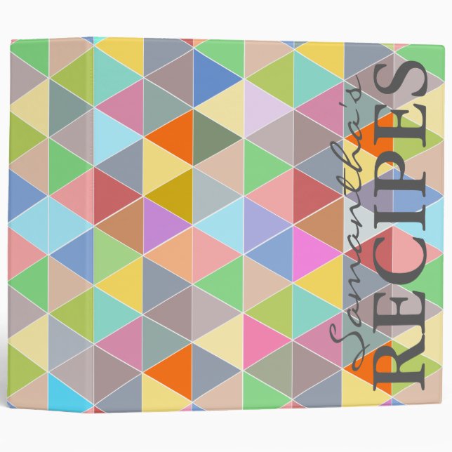 Colourful triangle pattern recipe binder book (Front/Spine)