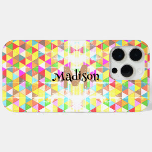 Colourful triangle retro geometry pattern Monogram iPhone 15 Pro Max Case