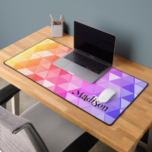 Colourful triangle retro geometry pattern Monogram Desk Mat
