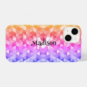 Colourful triangle retro geometry pattern Monogram iPhone 14 Case
