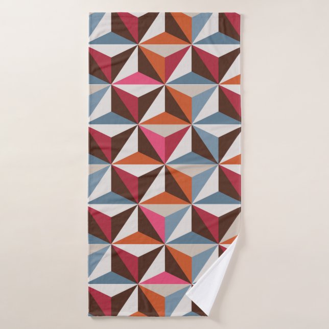 Colourful triangle tiles seamless vintage pattern. bath towel (Bath Towel)