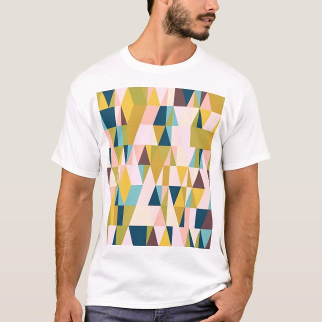 Colourful triangle tiles, vintage background. T-Shirt (Front)