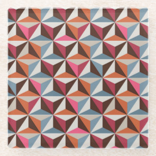 Colourful Triangle Tiles: Vintage Mosaic Glass Coaster