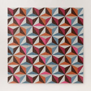 Colourful Triangle Tiles: Vintage Mosaic Jigsaw Puzzle