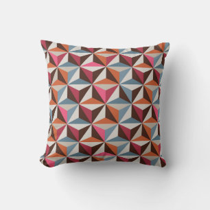 Colourful Triangle Tiles: Vintage Mosaic Throw Pillow