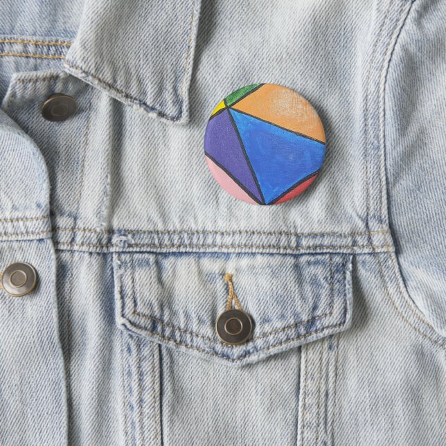 Colourful Triangles Abstract Art 2 Inch Round Button (In Situ)
