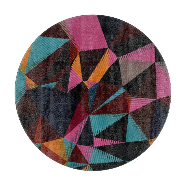 Colourful Triangles Abstract Geometric Background. Cutting Board (Front)
