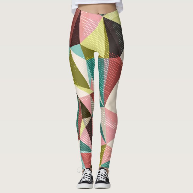 Colourful Triangles, Abstract Geometric Shapes. Leggings (Front)