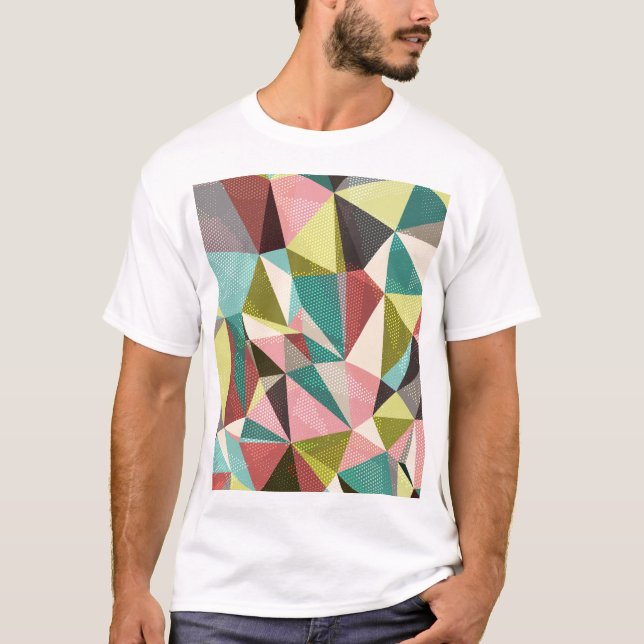 Colourful Triangles, Abstract Geometric Shapes. T-Shirt (Front)