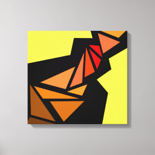Colourful triangles Abstract Geometric Yellow blac Canvas Print