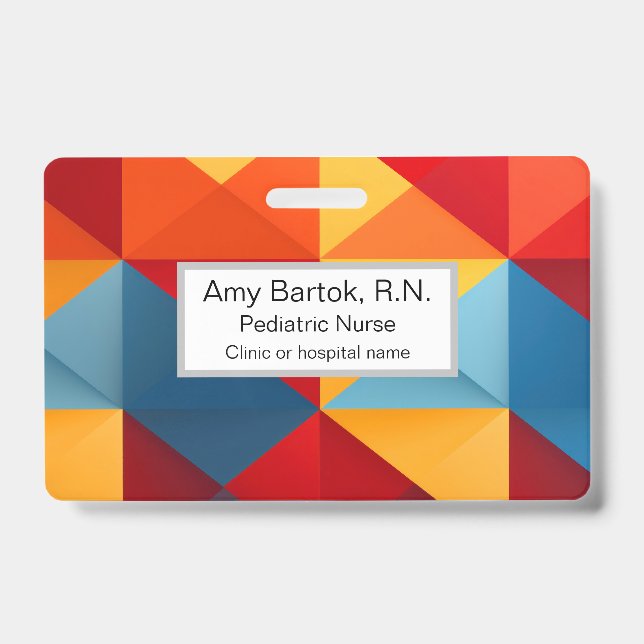 Colourful triangles background badge (Front)