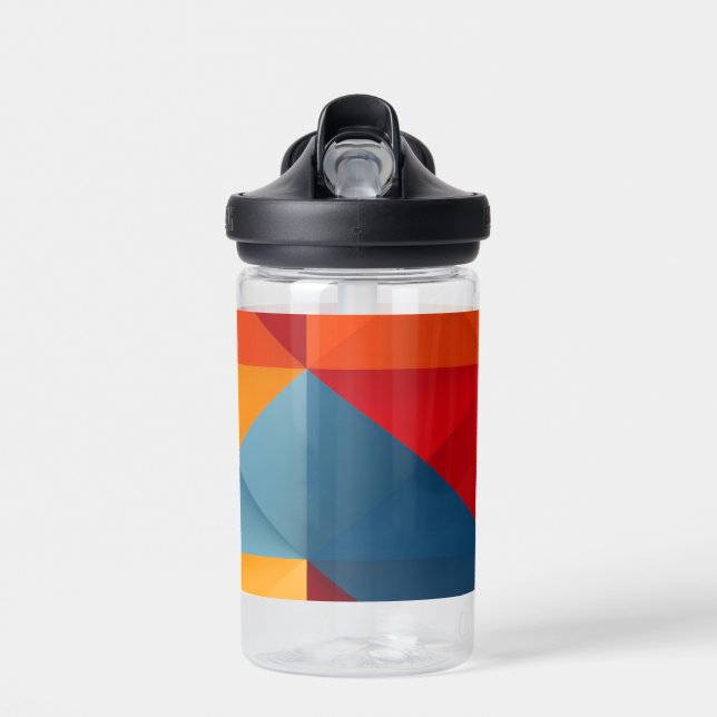 Colourful triangles background water bottle (Front)