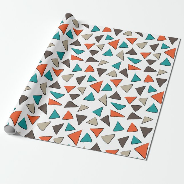 Colourful Triangles Birthday  Wrapping Paper (Unrolled)