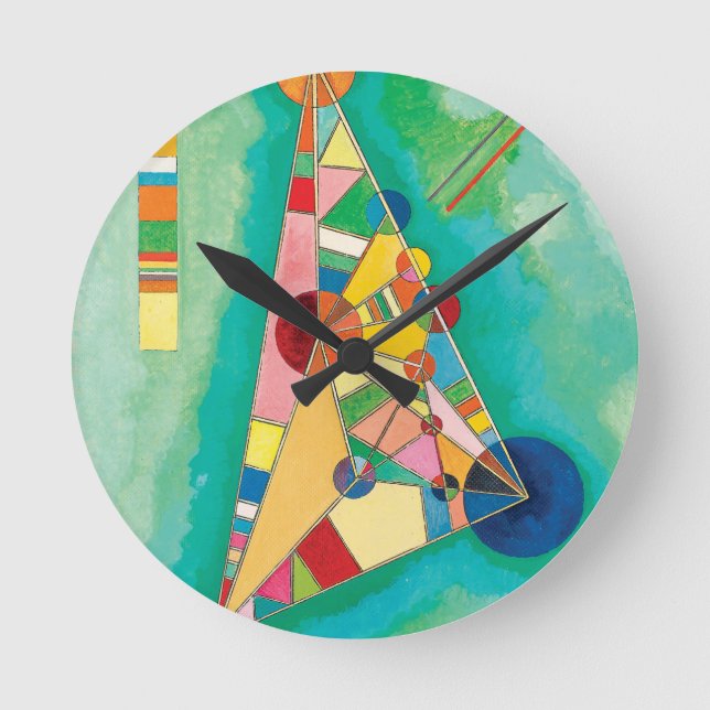 Colourful Triangles by Wassily Kandinsky Round Clock (Front)