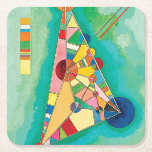 Colourful Triangles by Wassily Kandinsky Square Paper Coaster